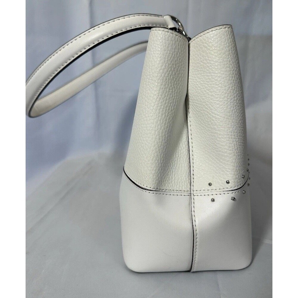 Michael Kors MK Signature Studded Shoulder Bag + Wallet White Set Medium Purse - Picture 8 of 16